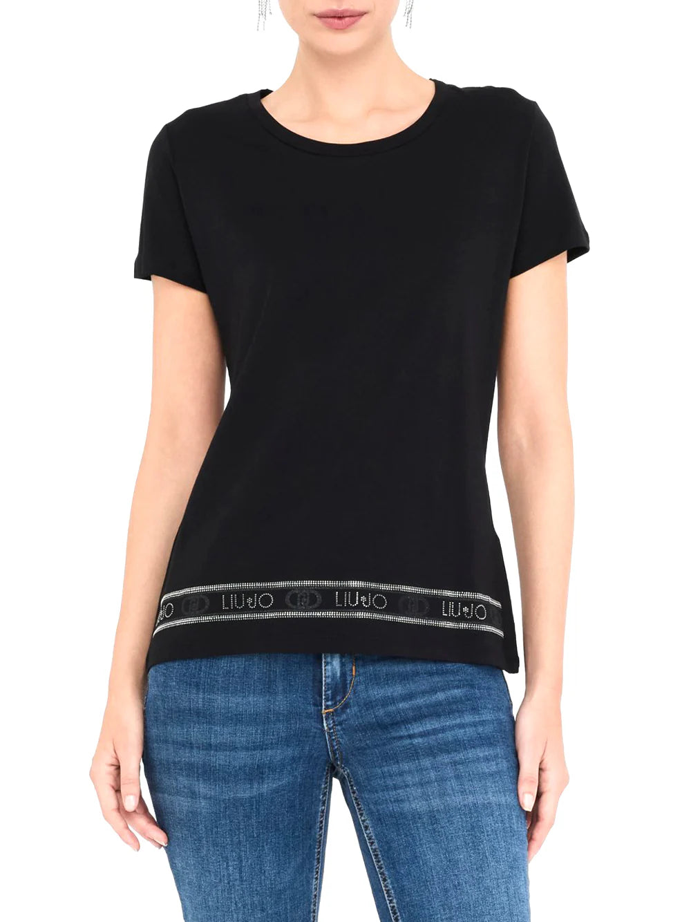 LIU JO T-Shirt maniche corte girocollo con strass