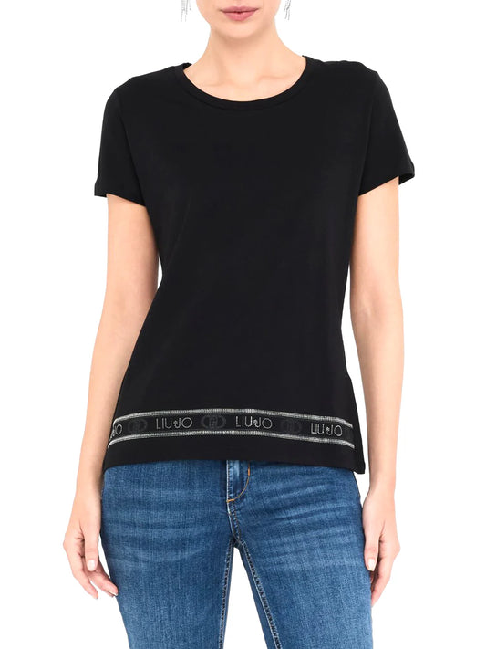 LIU JO T-Shirt maniche corte girocollo con strass