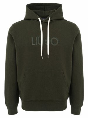 LIU JO Felpa con cappuccio verde logo frontale