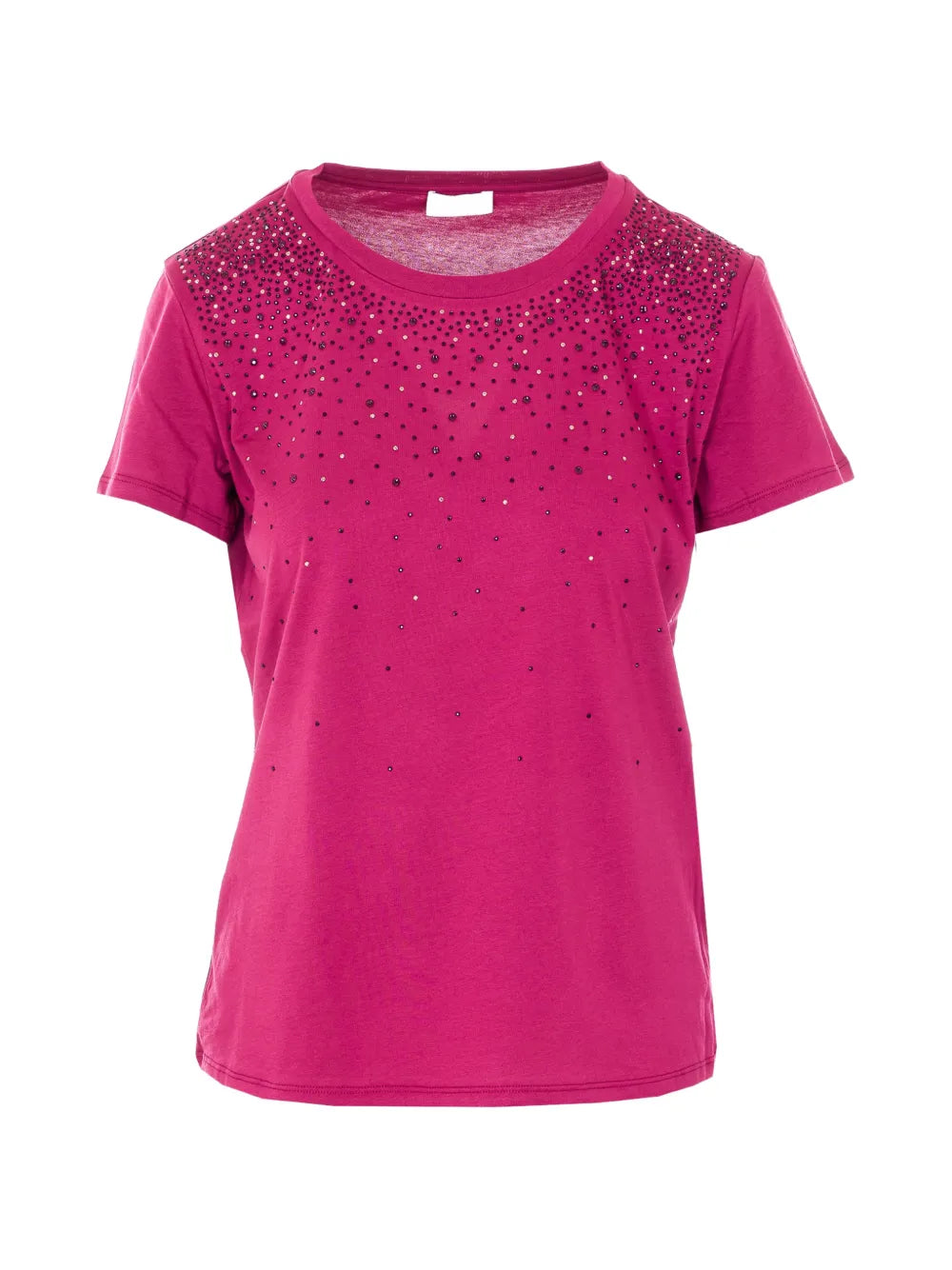 LIU JO T-Shirt girocollo con strass degradè fucsia