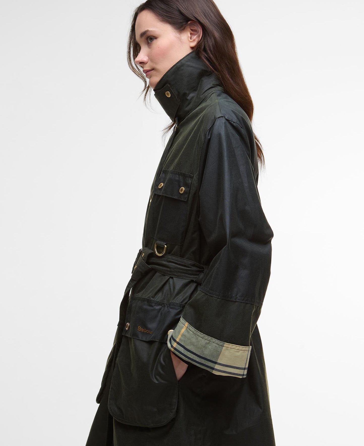 BARBOUR Trench cerato oversize con cinta MILDA WAX JKT