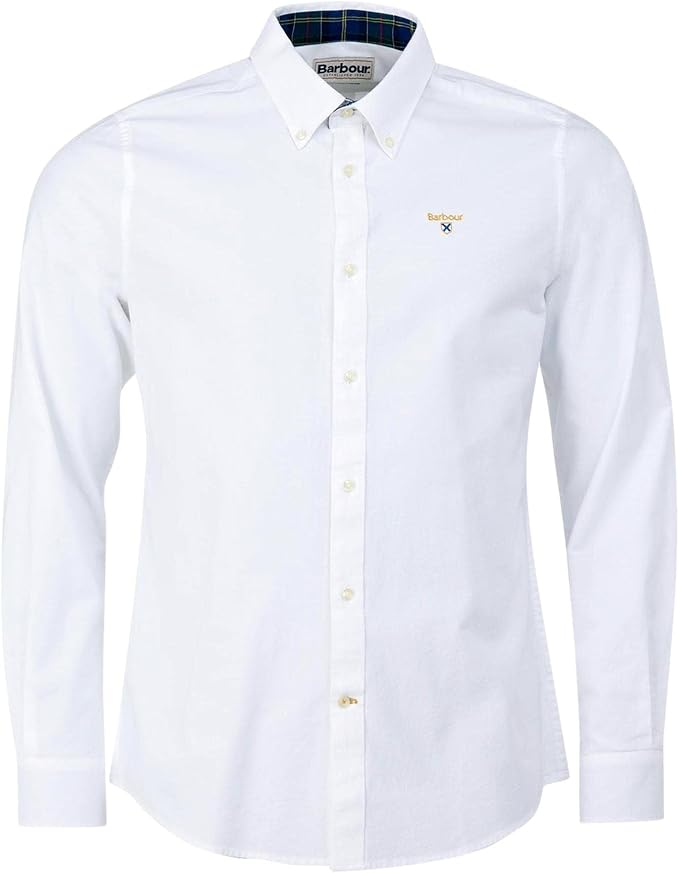 BARBOUR Camicia in cotone oxford con logo e inserti check