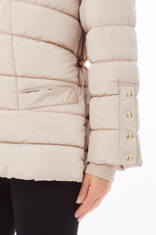 LIU JO Giubbotto trapuntato imbottito beige con coulisse e cappuccio