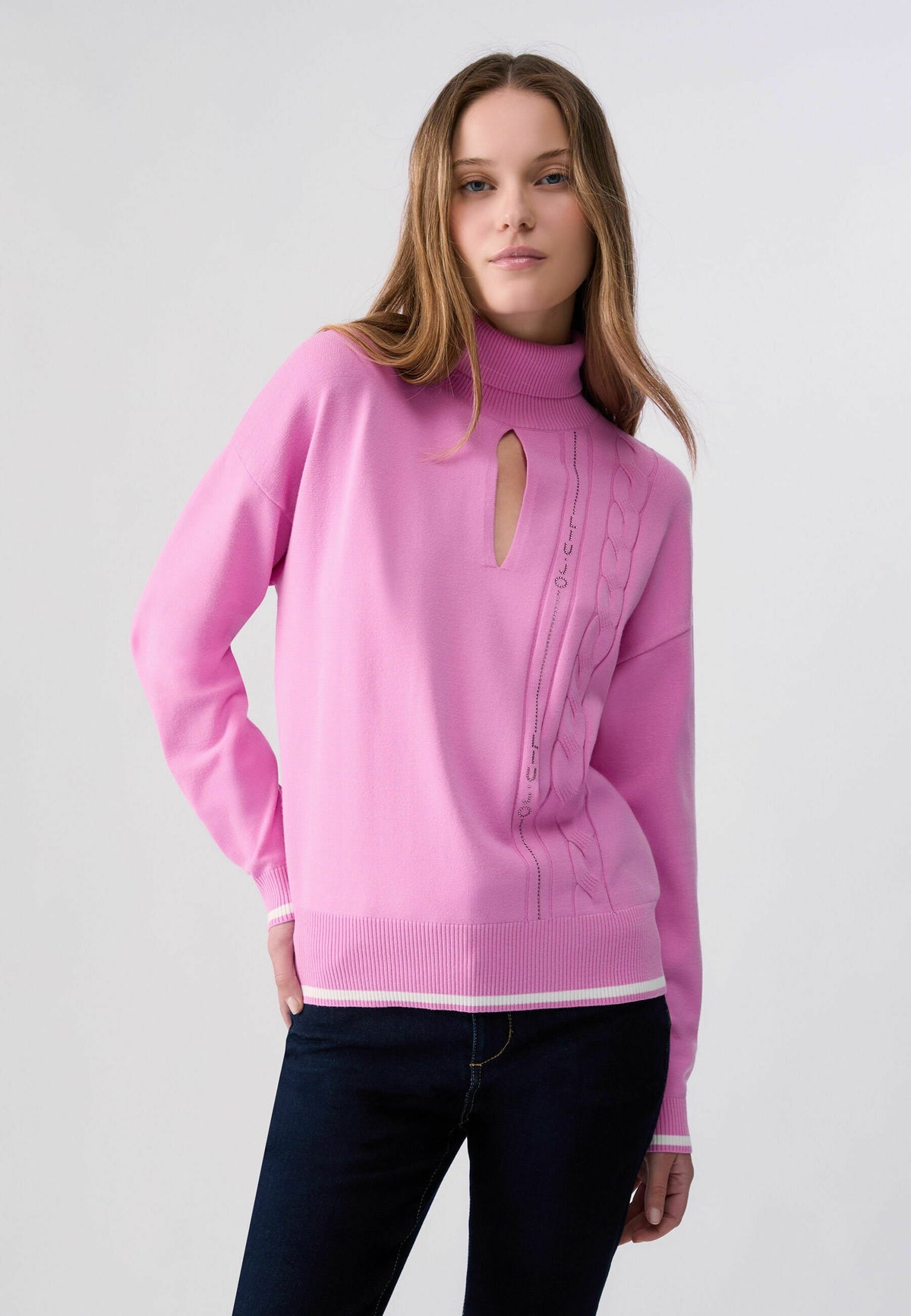 LIU JO Dolcevita in viscosa con dettagli cut out ciclamino
