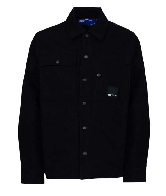 KARL LAGERFELD JEANS Giacca camicia overshirt nera in denim