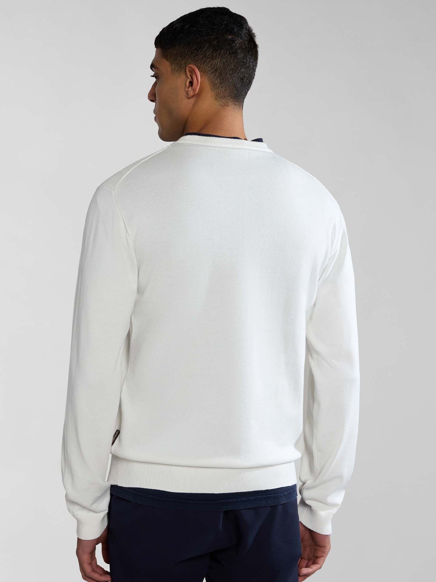 NAPAPIJRI Maglia in filo di cotone girocollo panna lavorazione effetto spugna