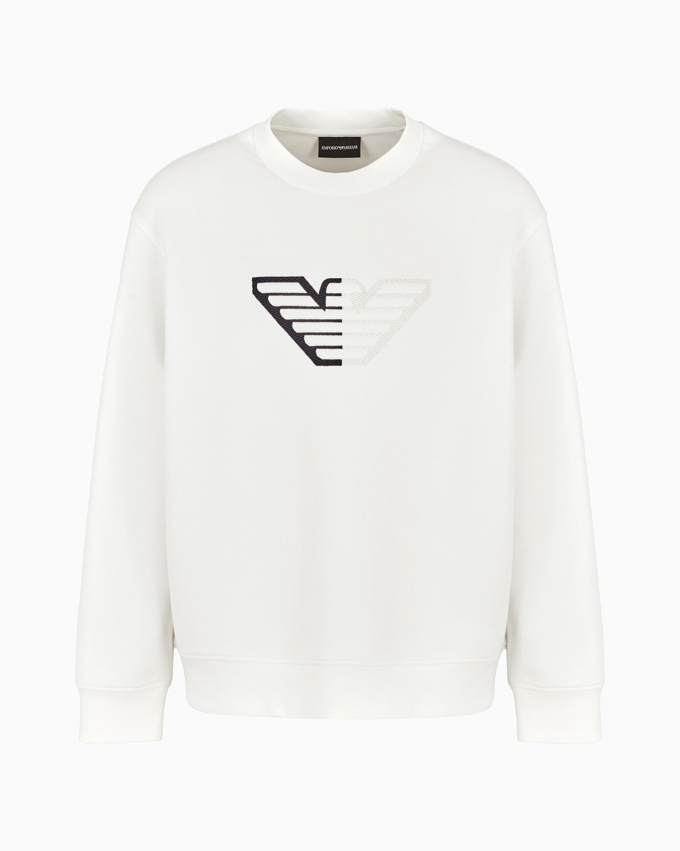 EMPORIO ARMANI Felpa girocollo in tessuto effetto neoprene con aquila in rilievo