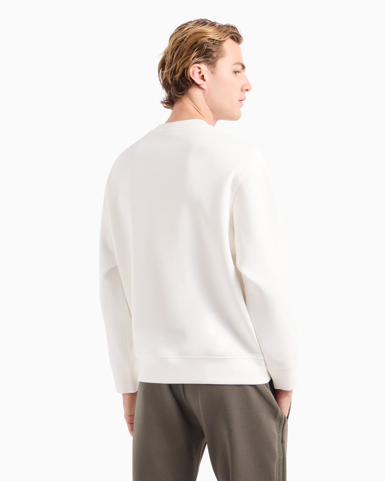 EMPORIO ARMANI Felpa girocollo in tessuto effetto neoprene con aquila in rilievo