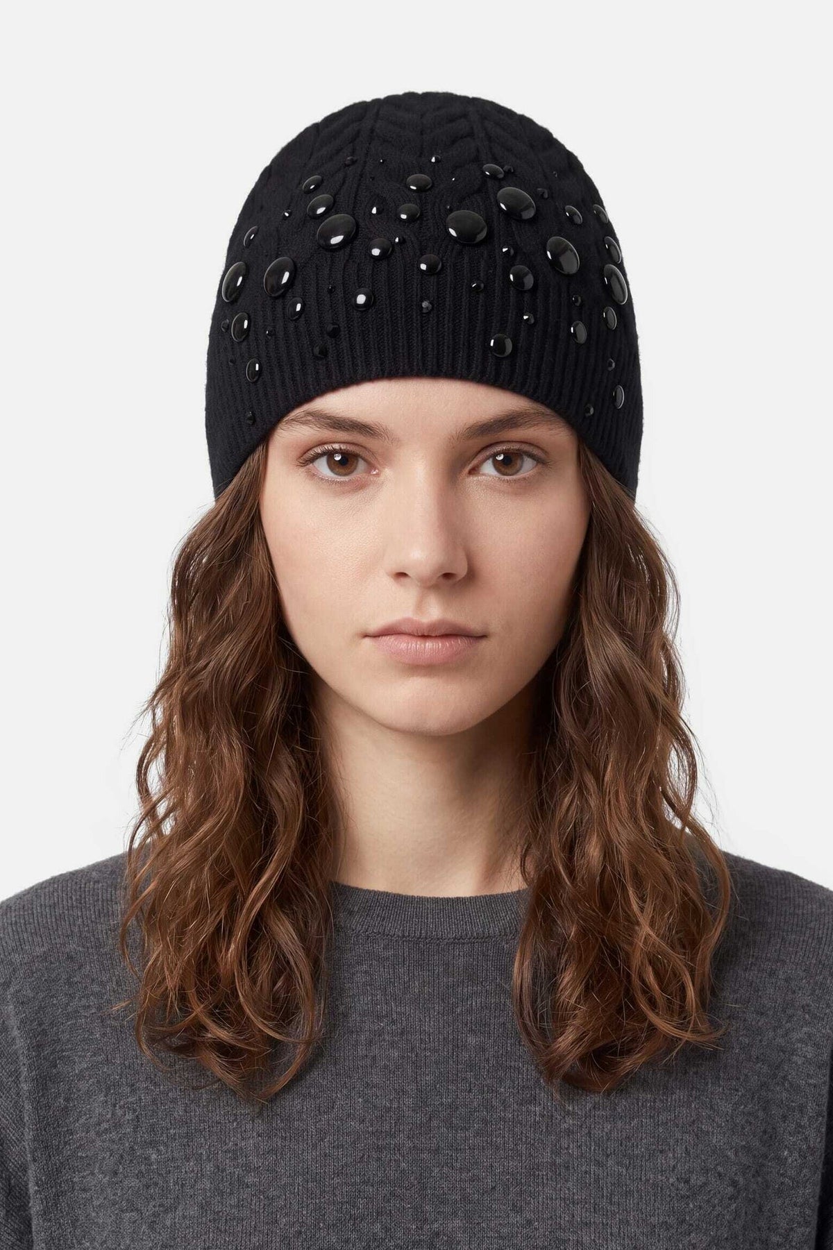 LIU JO Cappello in maglia a trecce con borchie