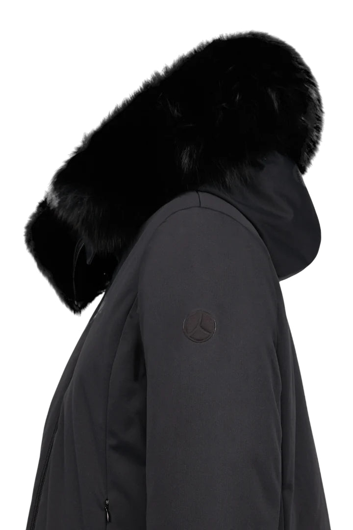 PEOPLE OF SHIBUYA Giubbotto in tessuto tecnico nero con bordo in vera pelliccia