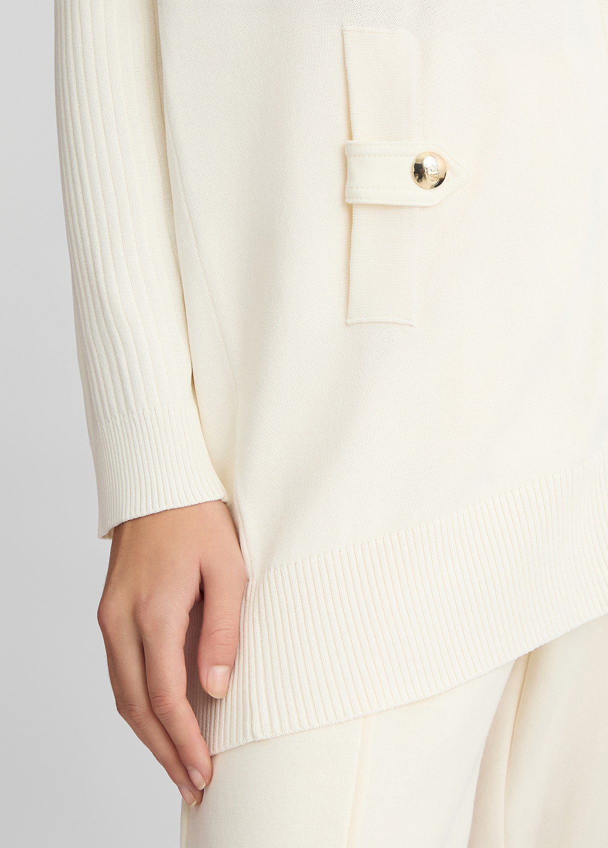 LIU JO Cardigan donna lungo con zip e tasche con bottoni oro