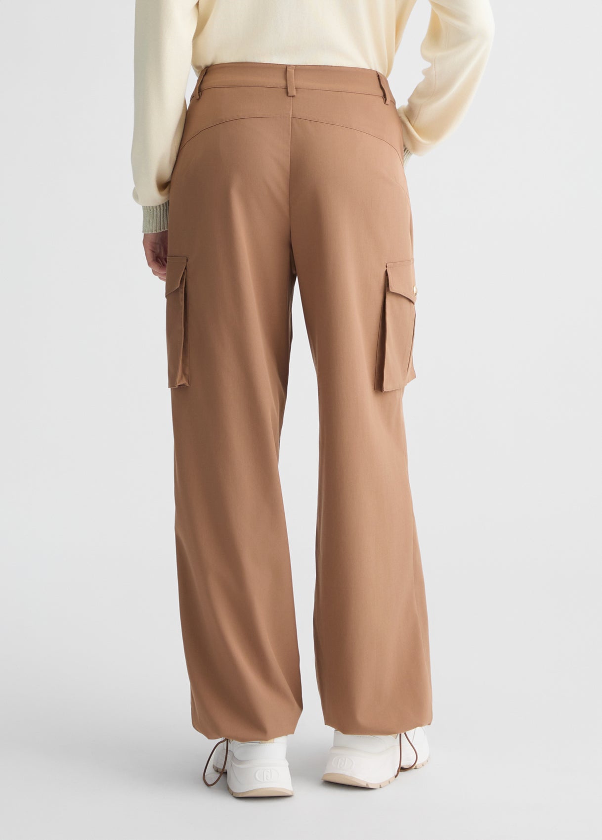 LIU JO Pantaloni cargo donna color caramello con coulisse sul fondo