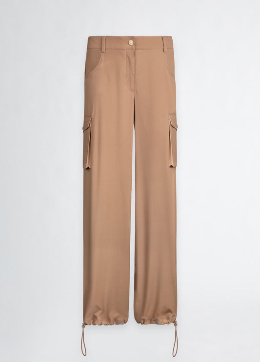 LIU JO Pantaloni cargo donna color caramello con coulisse sul fondo