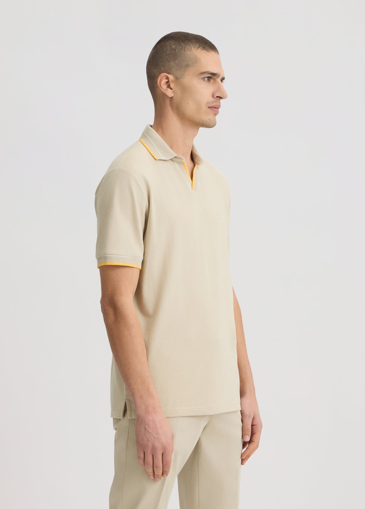 LIU JO Polo t-shirt con colletto cubano beige e blu