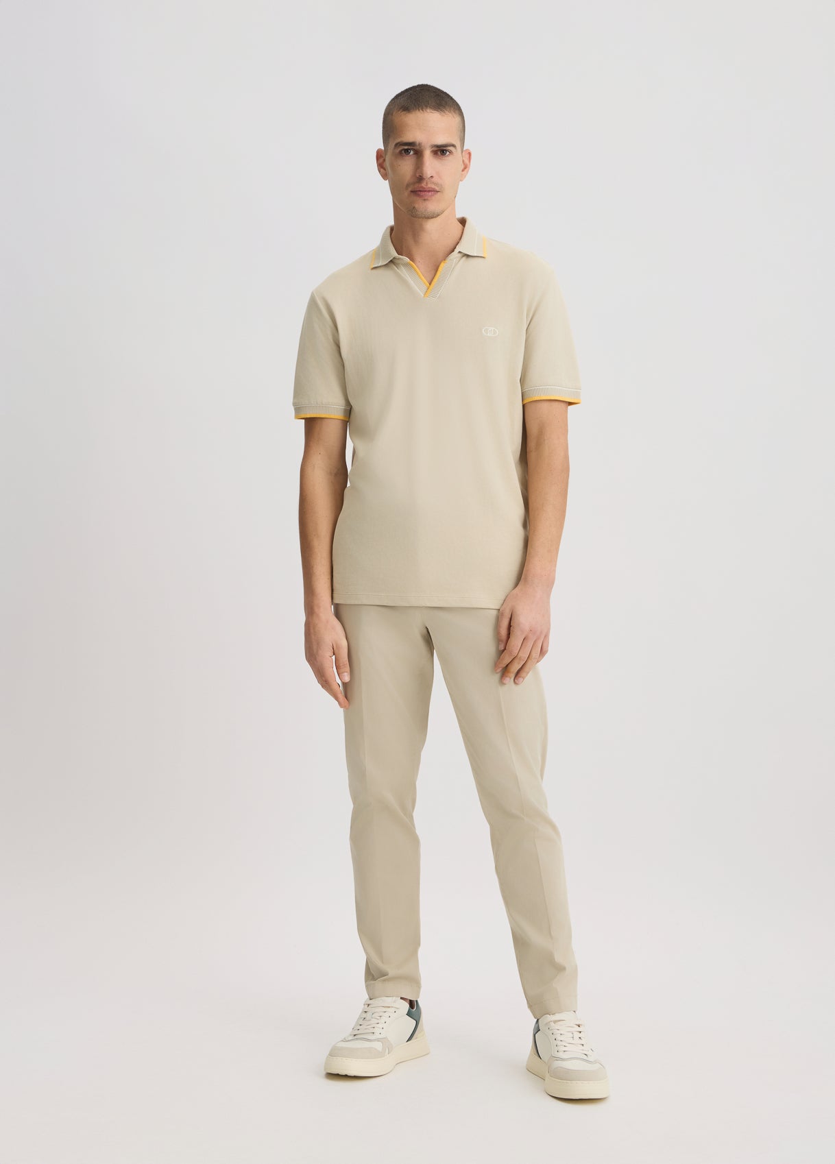 LIU JO Polo t-shirt con colletto cubano beige e blu