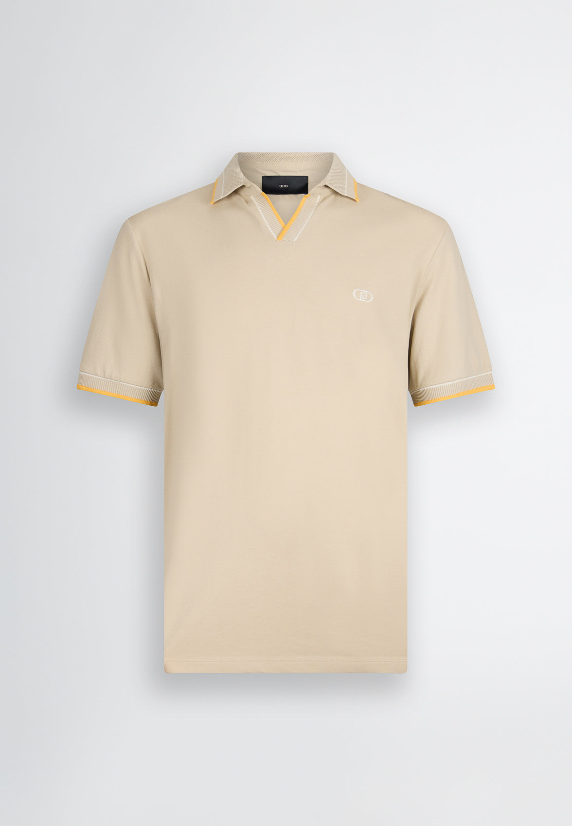 LIU JO Polo t-shirt con colletto cubano beige e blu