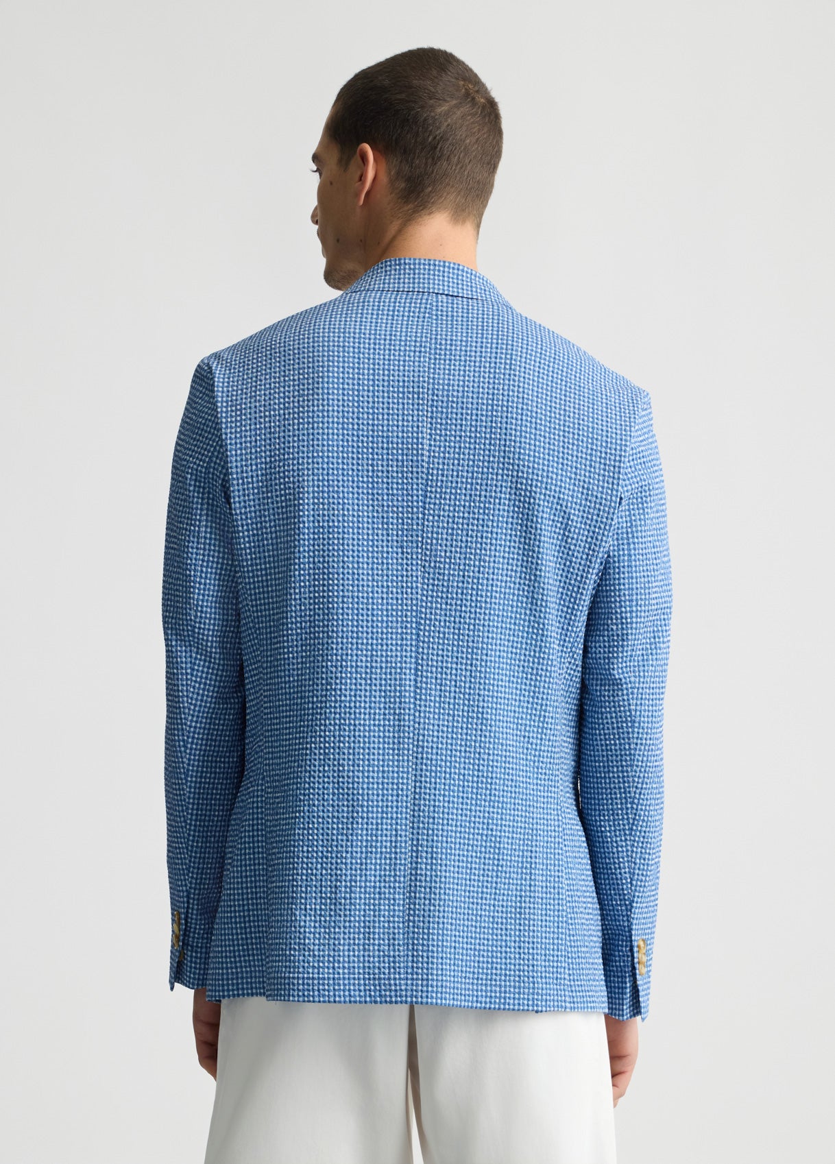 LIU JO Giacca blazer da uomo in seersucker azzurro bianco