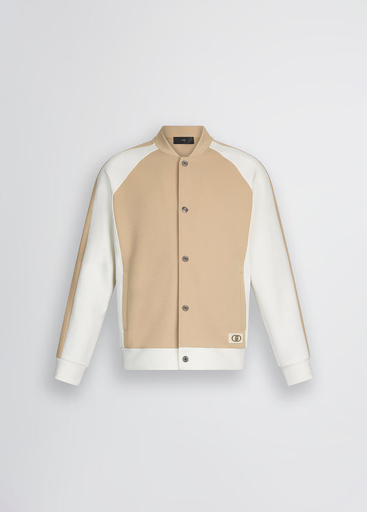 LIU JO Felpa in cotone stretch bicolore beige bianco QA5279