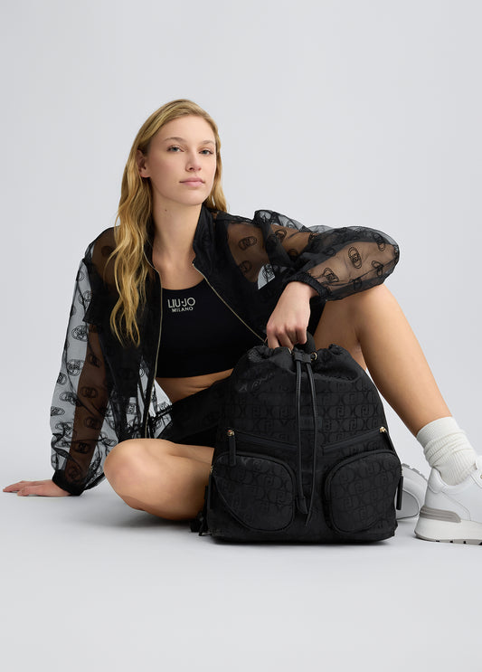 LIU JO Zaino in nylon jacquard loghi all over