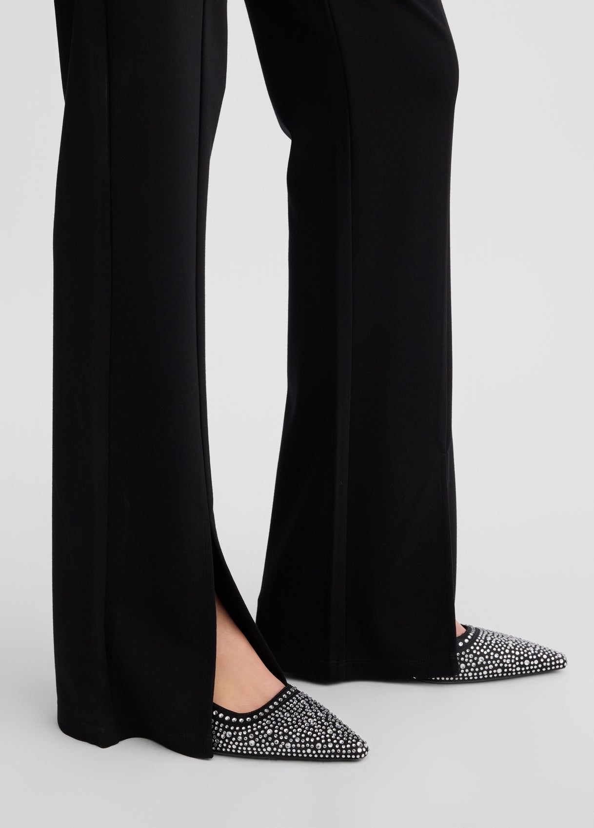 LIU JO Pantaloni flare in jersey con spacco frontale nero e blu