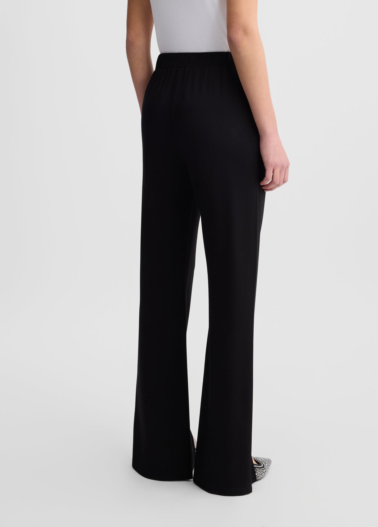 LIU JO Pantaloni flare in jersey con spacco frontale nero e blu