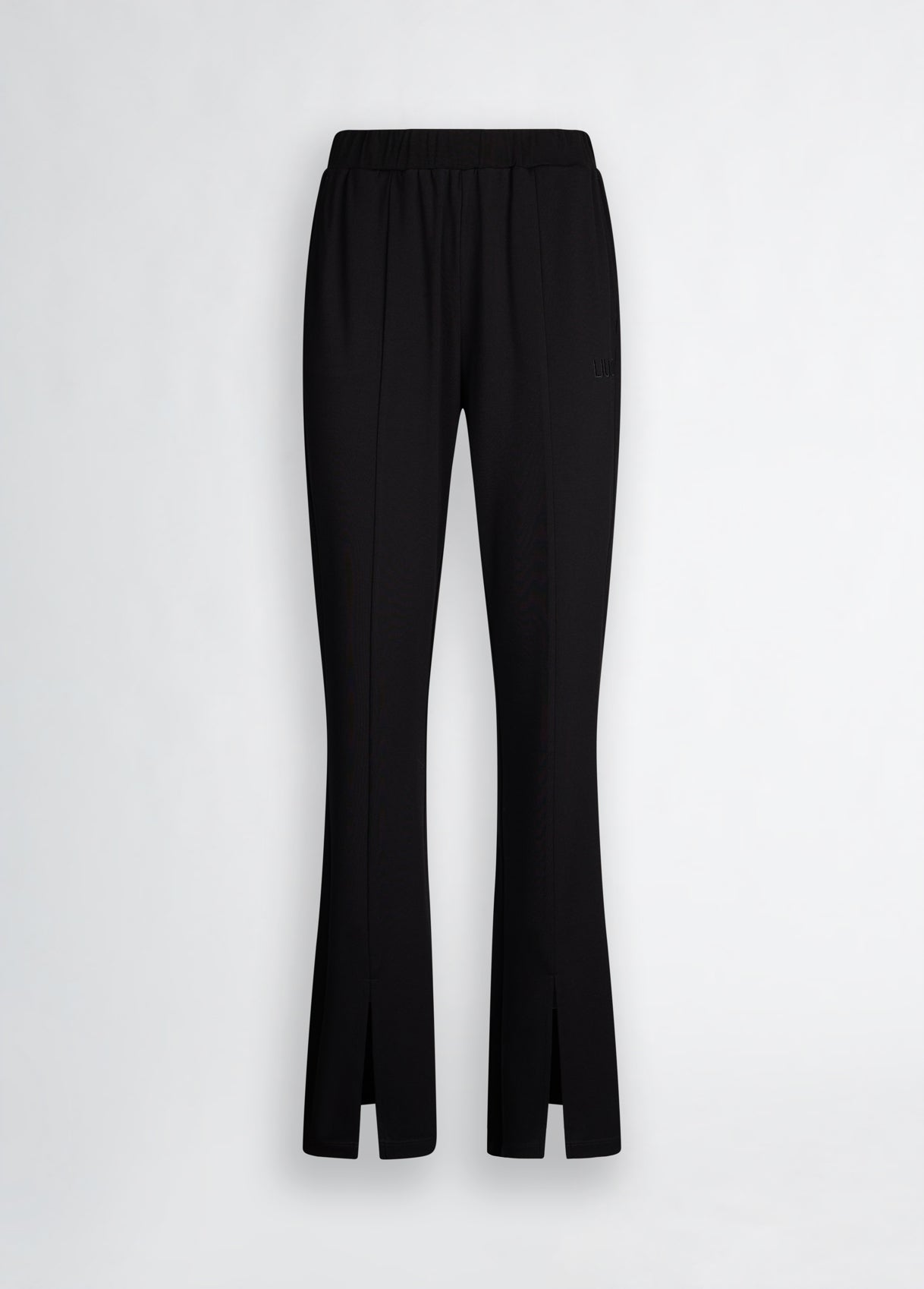LIU JO Pantaloni flare in jersey con spacco frontale nero e blu