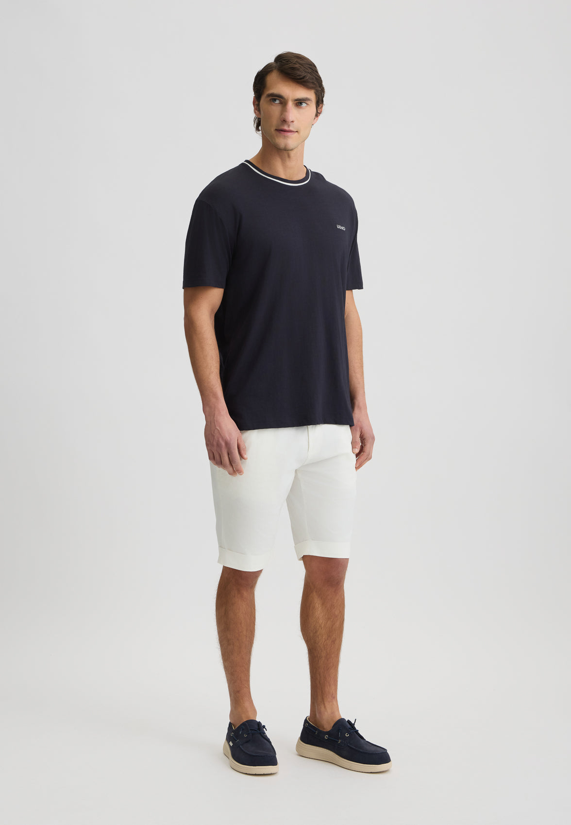 LIU JO T-Shirt uomo maniche corte blu girocollo con contrasto bianco