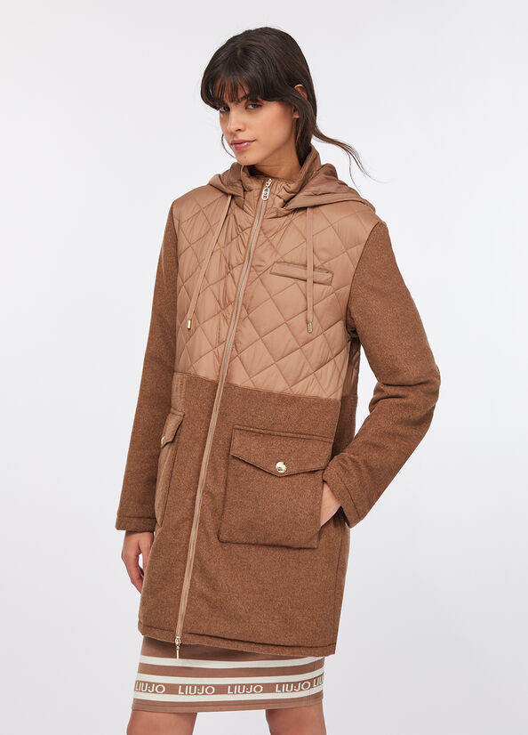 LIU JO Cappotto parka bitessuto colore cioccolato