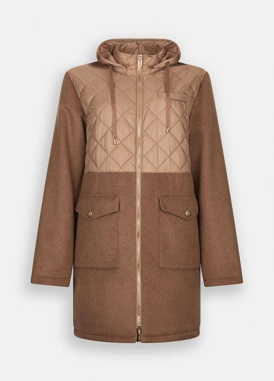 LIU JO Cappotto parka bitessuto colore cioccolato
