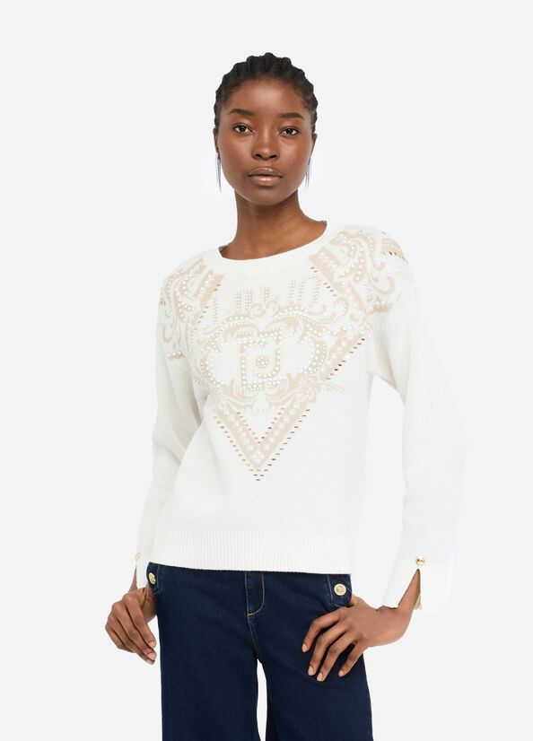 LIU JO Maglia girocollo motivo jacquard frontale