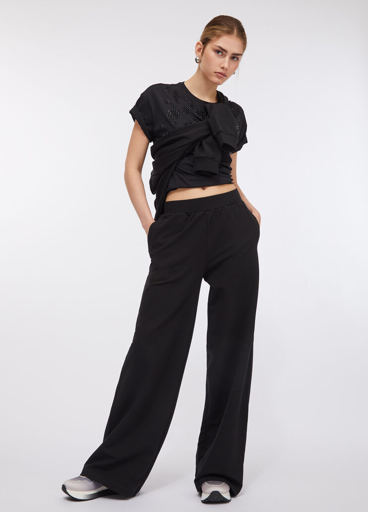 LIU JO T-Shirt donna girocollo maniche corte con applicazioni frontali