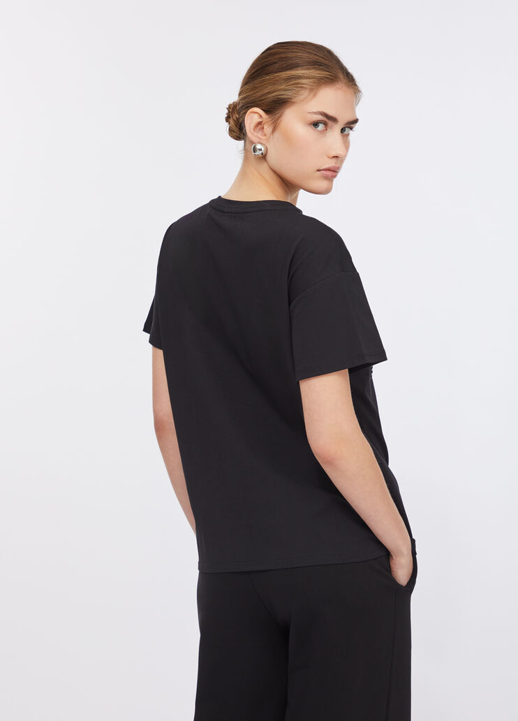 LIU JO T-Shirt donna girocollo maniche corte con applicazioni frontali