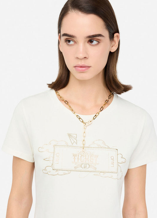 LIU JO T-Shirt maniche corte con  stampa laminata TICKET
