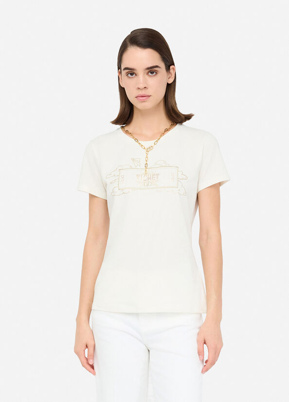 LIU JO T-Shirt maniche corte con  stampa laminata TICKET