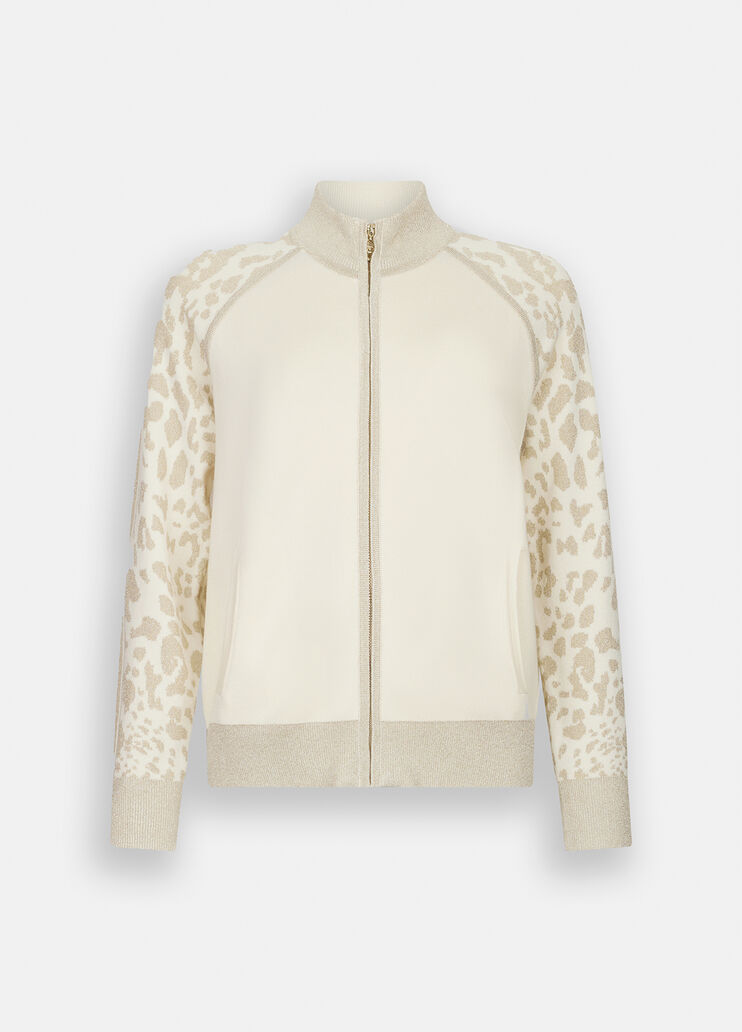 LIU JO Maglia cardigan con zip con intarsi animalier