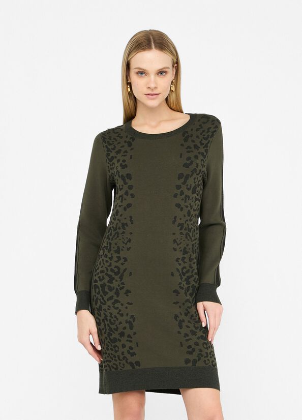 LIU JO Abito in maglia jacquard fantasia animalier