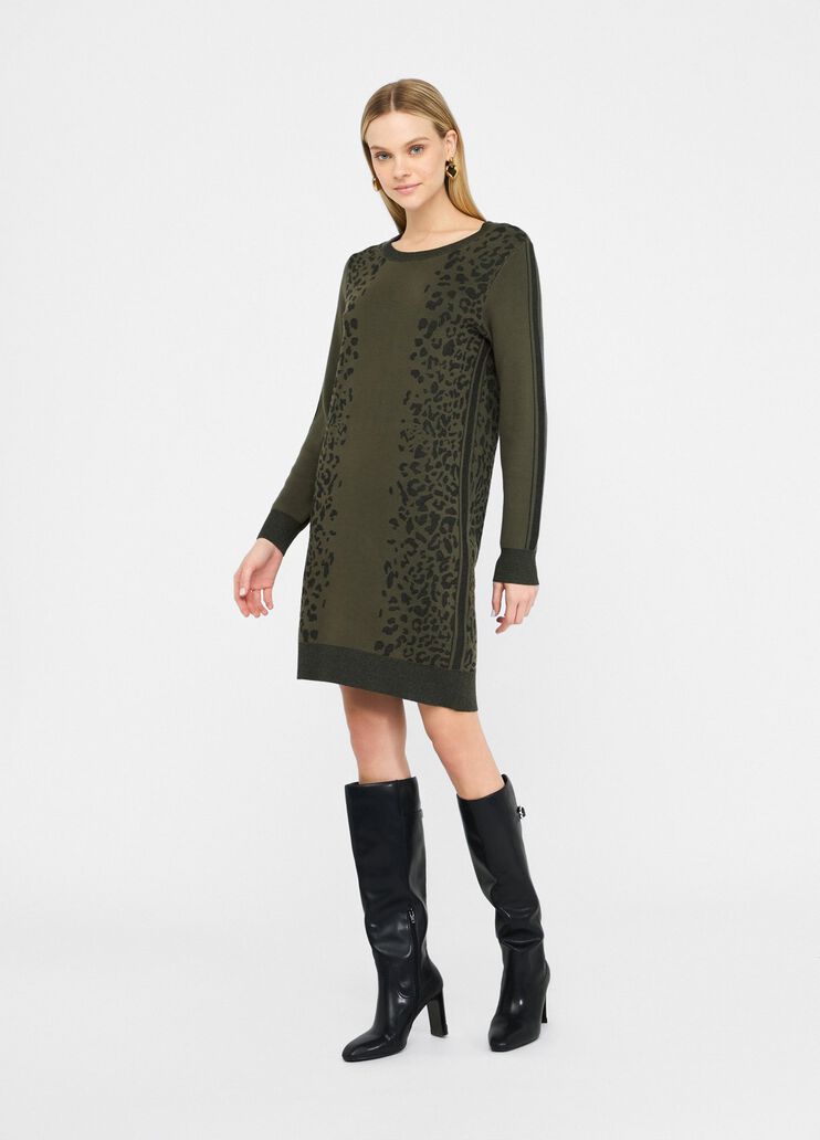 LIU JO Abito in maglia jacquard fantasia animalier
