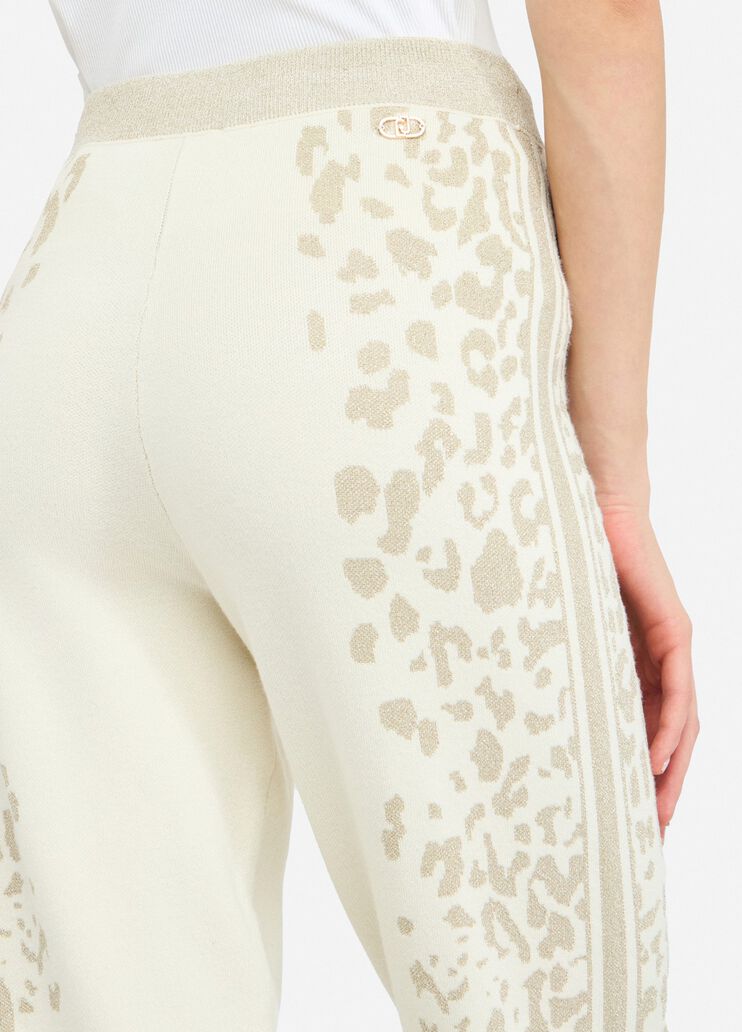 LIU JO Pantaloni in maglia con bande laterali animalier