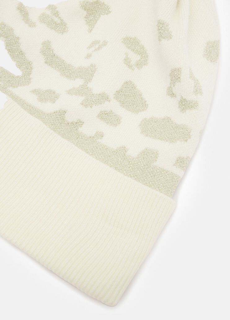 LIU JO Cappello in maglia jacquard animalier con pon pon