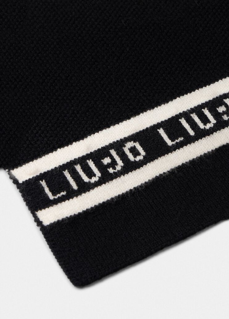 LIU JO Sciarpa in maglia con logo in contrasto e perle