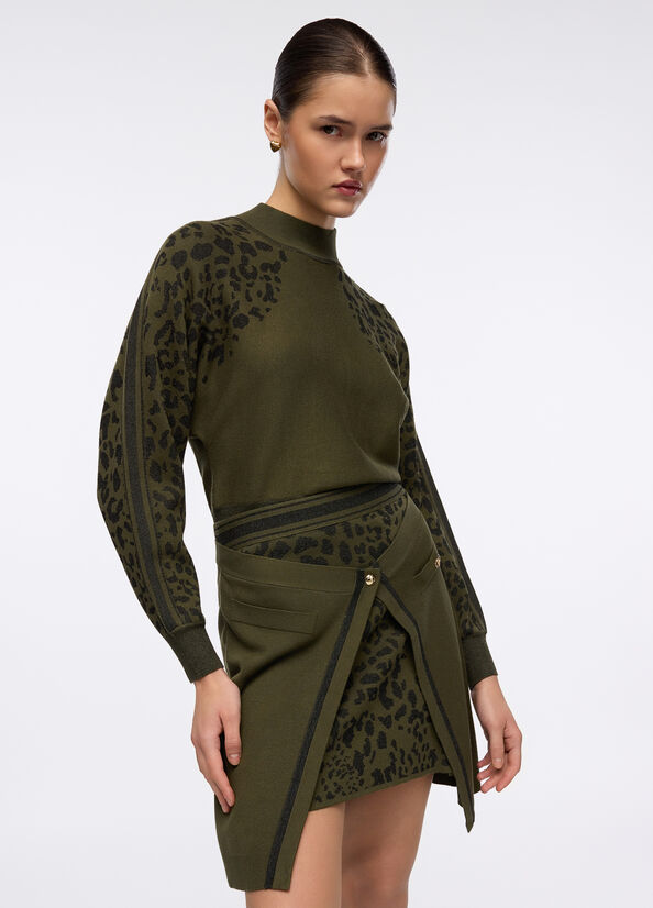 LIU JO Maglia mezzo collo con dettagli animalier lurex