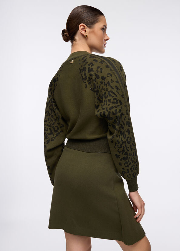 LIU JO Maglia mezzo collo con dettagli animalier lurex