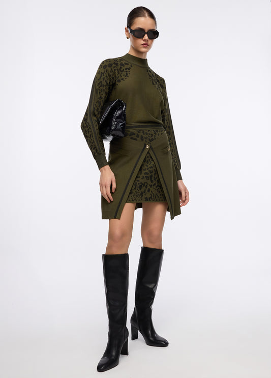 LIU JO Maglia mezzo collo con dettagli animalier lurex