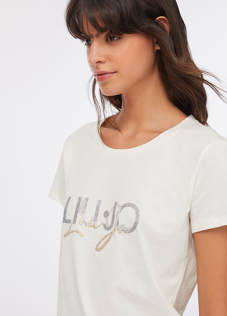 LIU JO T-Shirt maniche corte girocollo con strass