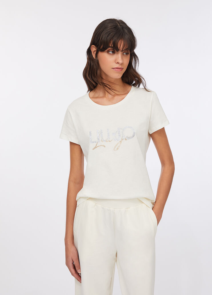 LIU JO T-Shirt maniche corte girocollo con strass
