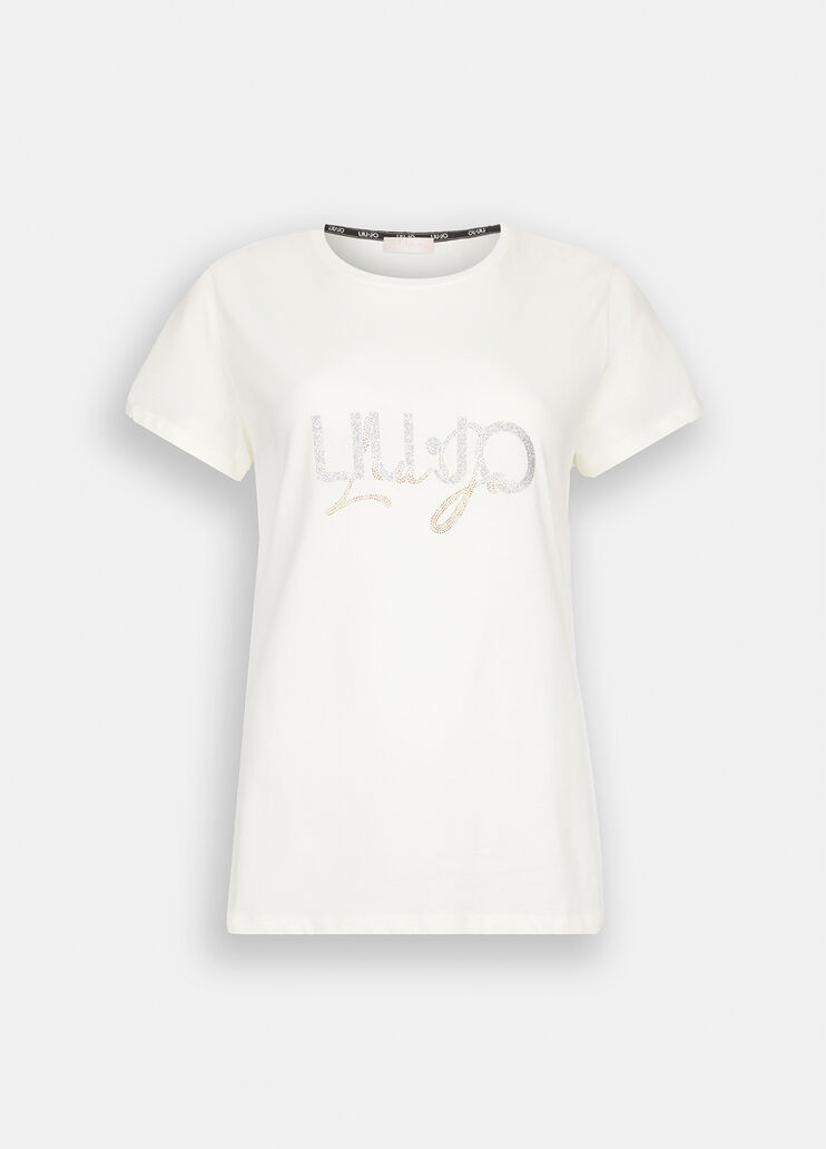 LIU JO T-Shirt maniche corte girocollo con strass