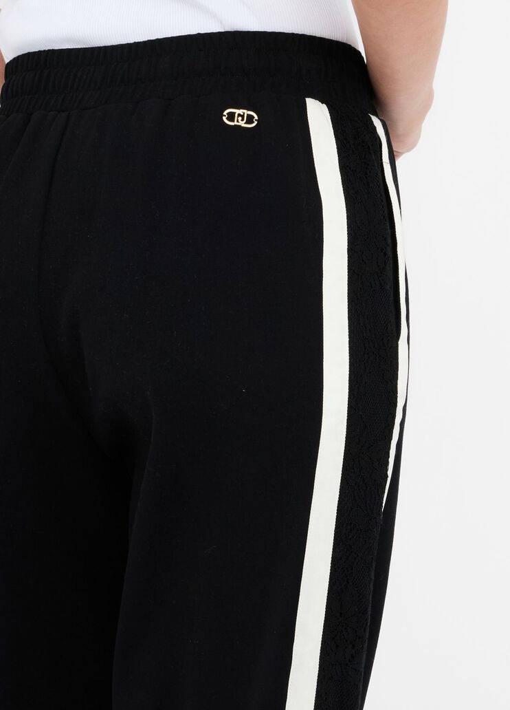 LIU JO Pantaloni in jersey con bande laterali in pizzo TF5010