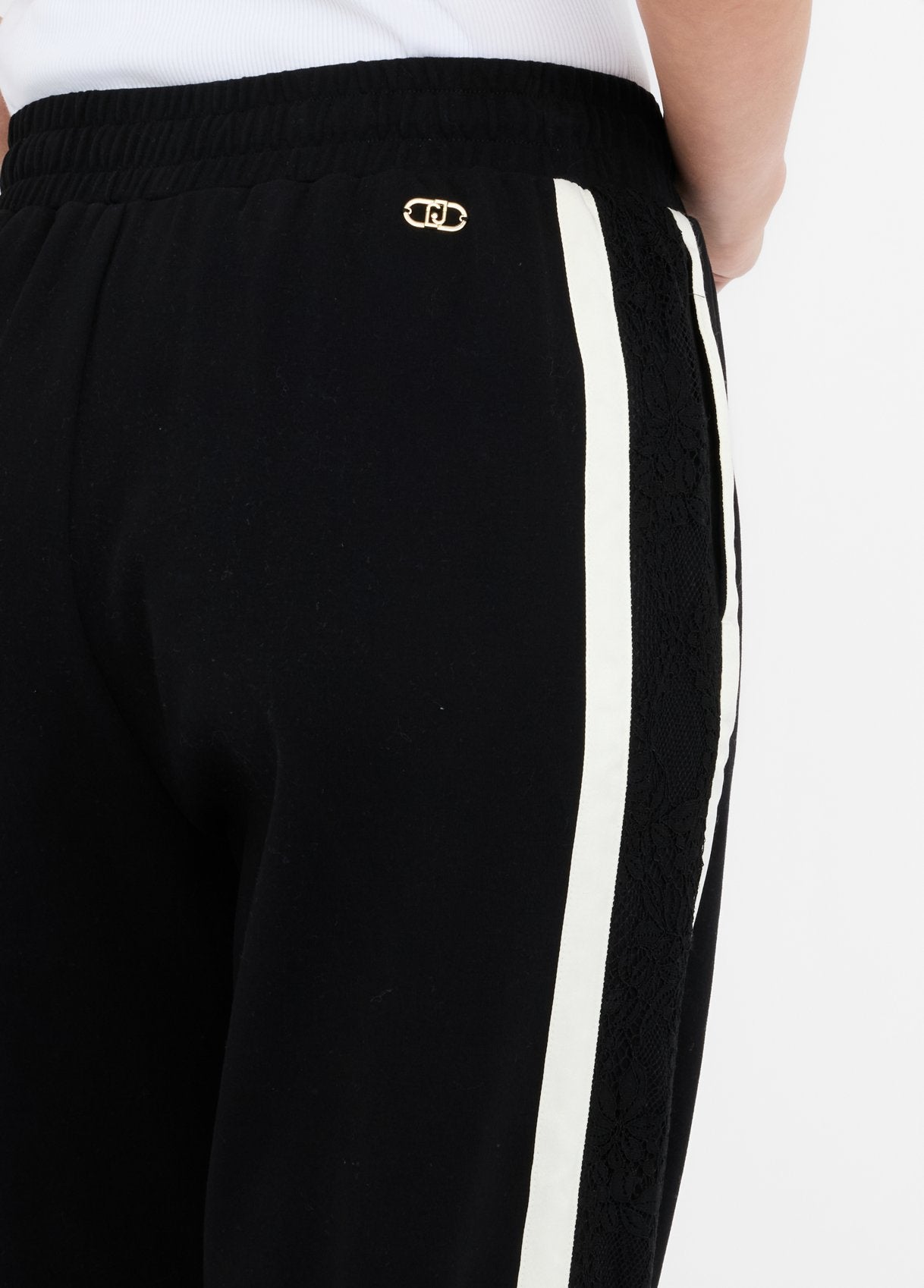 LIU JO Pantaloni in jersey con bande laterali in pizzo TF5010