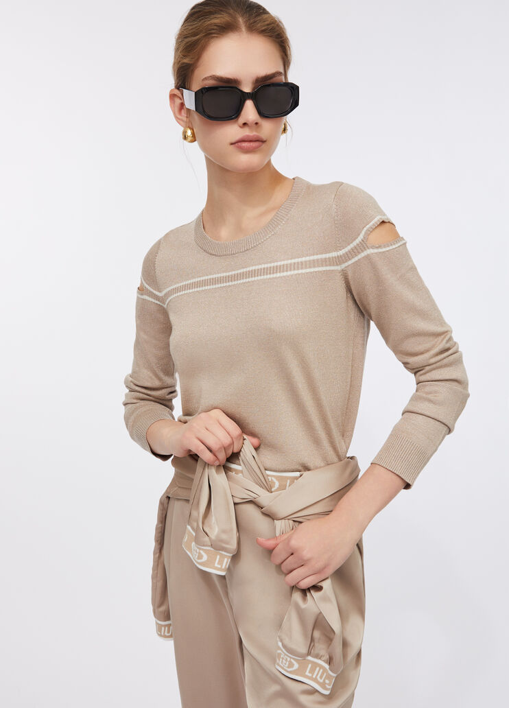 LIU JO Maglia in filo lurex con oblò sulle spalle