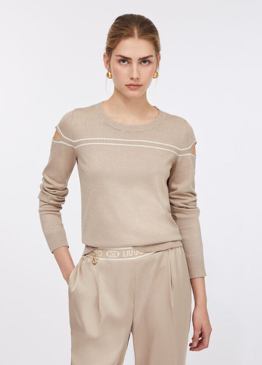 LIU JO Maglia in filo lurex con oblò sulle spalle